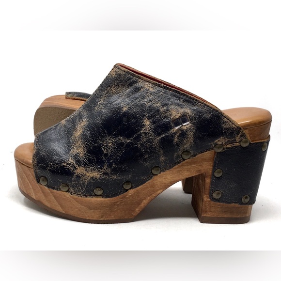 Bed Stu DEVA Mule Clogs Platform Sandal Black Lux Distressed Leather - Picture 11 of 14